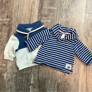 Janie and Jack Blue and White Striped Sweatshirt Set
